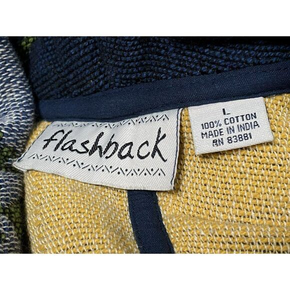 Flashback Vtg Art to Wear Cotton Tapestry Jacket Sz L Shawl Collar Southwestern - Picture 6 of 7